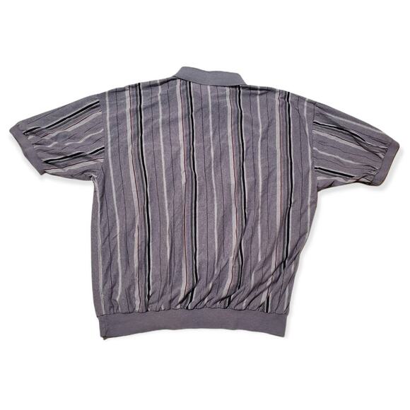 Vintage Classics by Palmland Gray Striped Short Sleeved Collared Polo Shirt - Picture 2 of 3